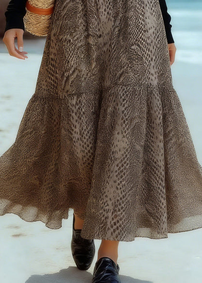 Classy Print Patchwork Draping A Line Skirts
