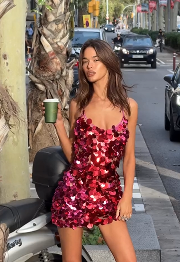 Sexy Sling Backless Sequins Mini Skirt