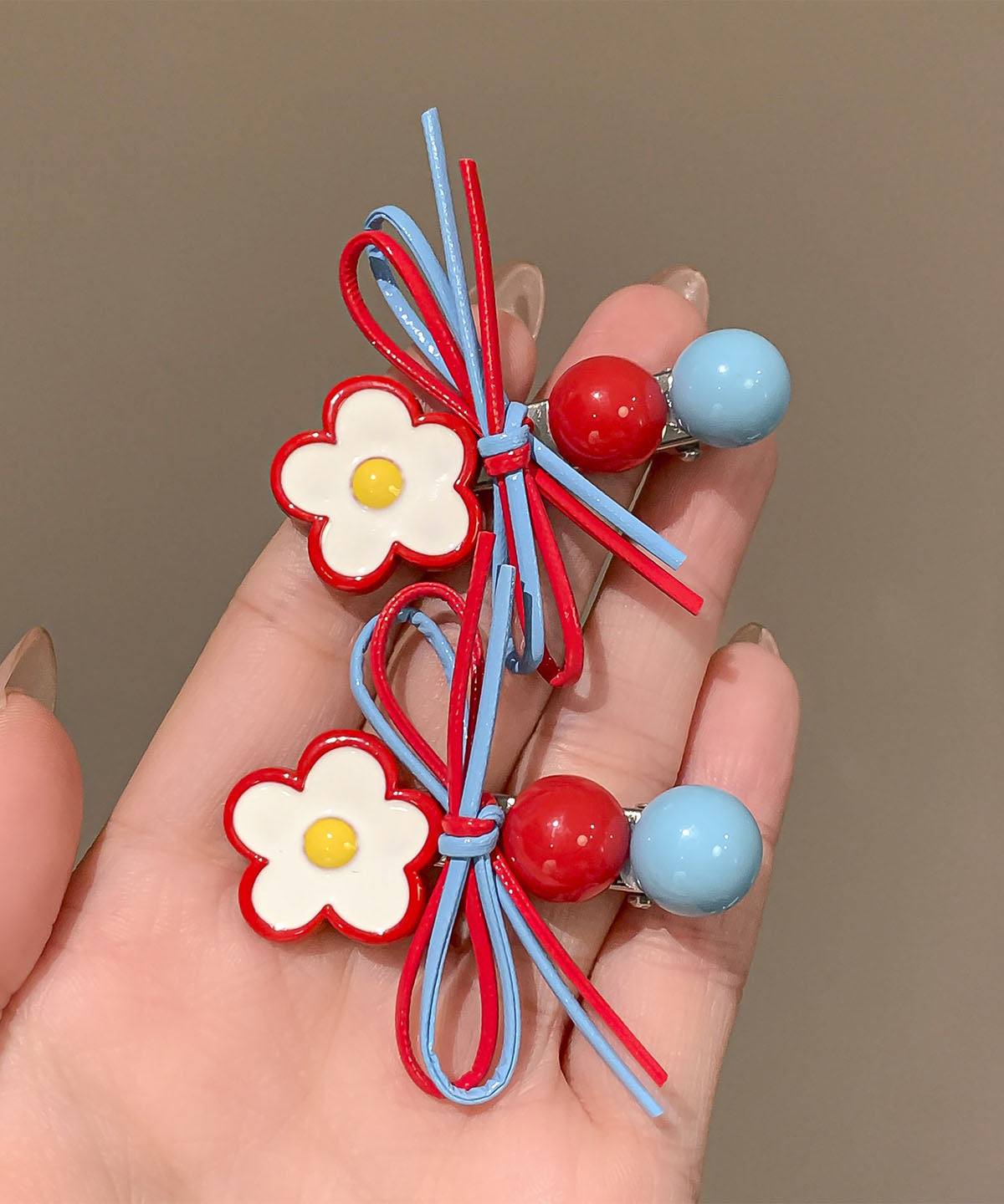 Cute Rainbow Acrylic Floral Butterfly A Pair Hairpin