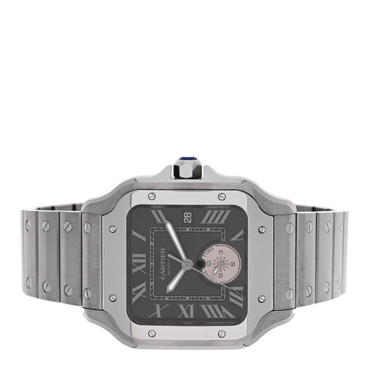 Stainless Steel 40mm Santos Dual Time Automatic Watch Grey