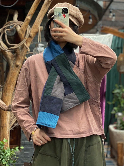 Vintage 100%Linen Splicing Scarf