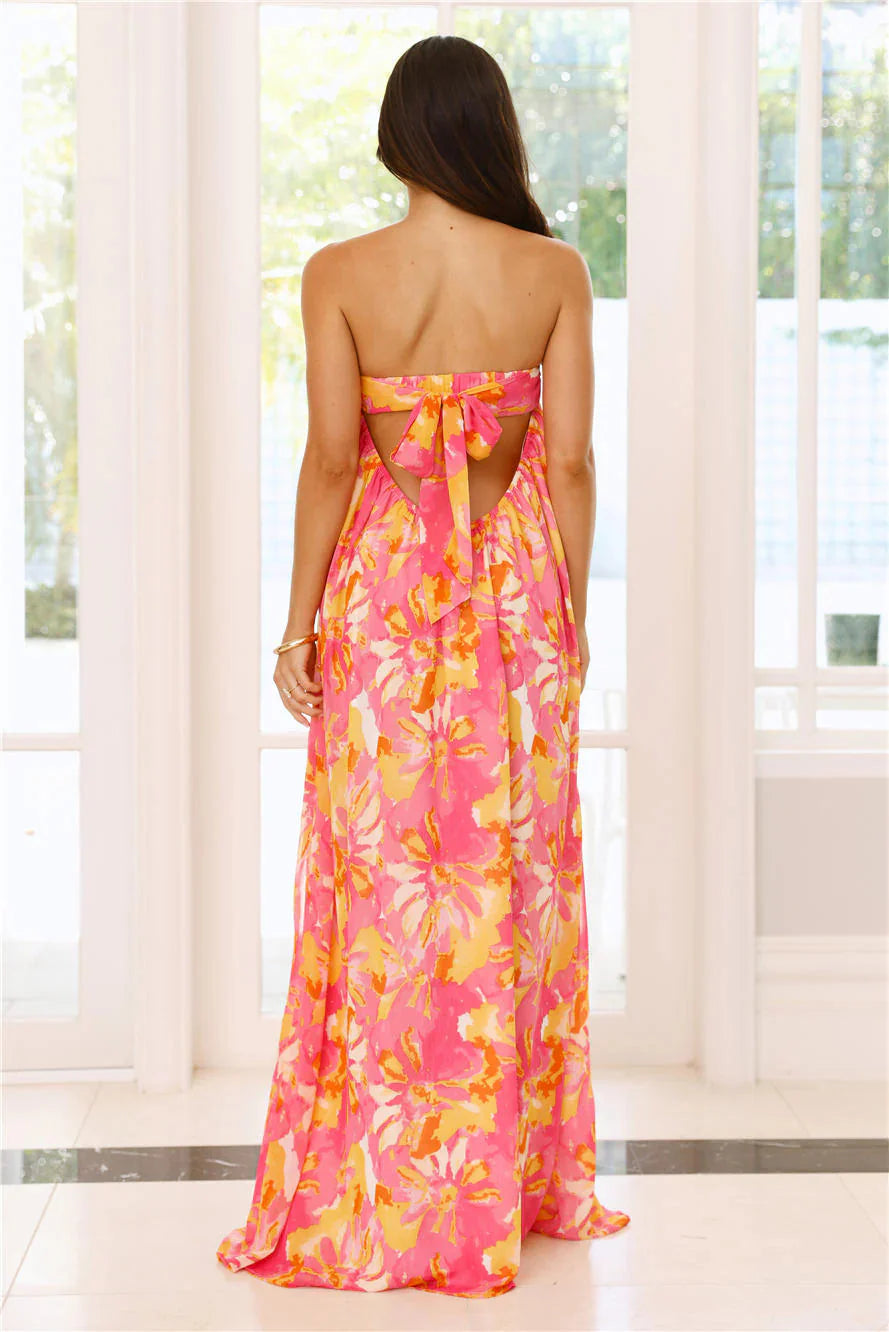 Sunshine State Of Mind Strapless Maxi Dress Pink