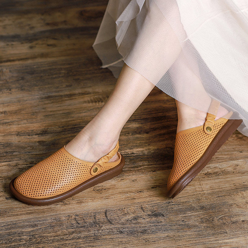Women Vintage 2022 Hollow Leather Casual Sandals/Slippers