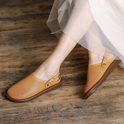Women Vintage Summer Hollow Leather Casual Sandals/Slippers