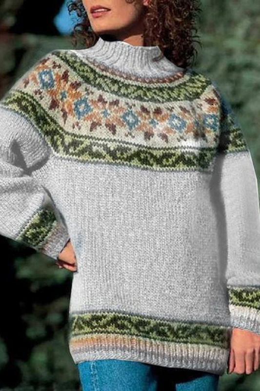 Long Sleeve Jacquard Casual Sweater