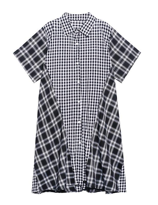 Elegant Plaid Patchwork Cotton Summer Maxi Dresses