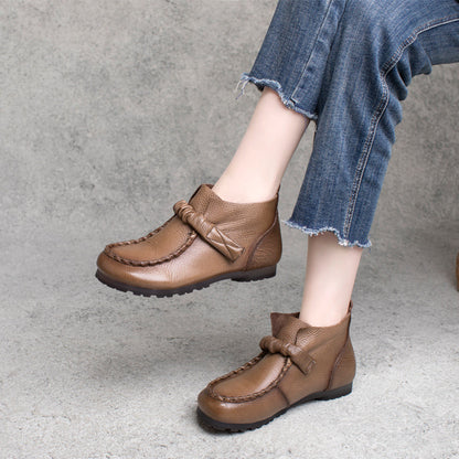 Women Autumn Retro Soft Leather Casual Shoes