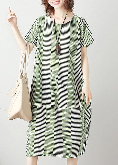 Organic patchwork Cotton tunic dress Work light green Dresses summer