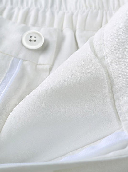 Loose Linen High Waist Solid Straight Trousers