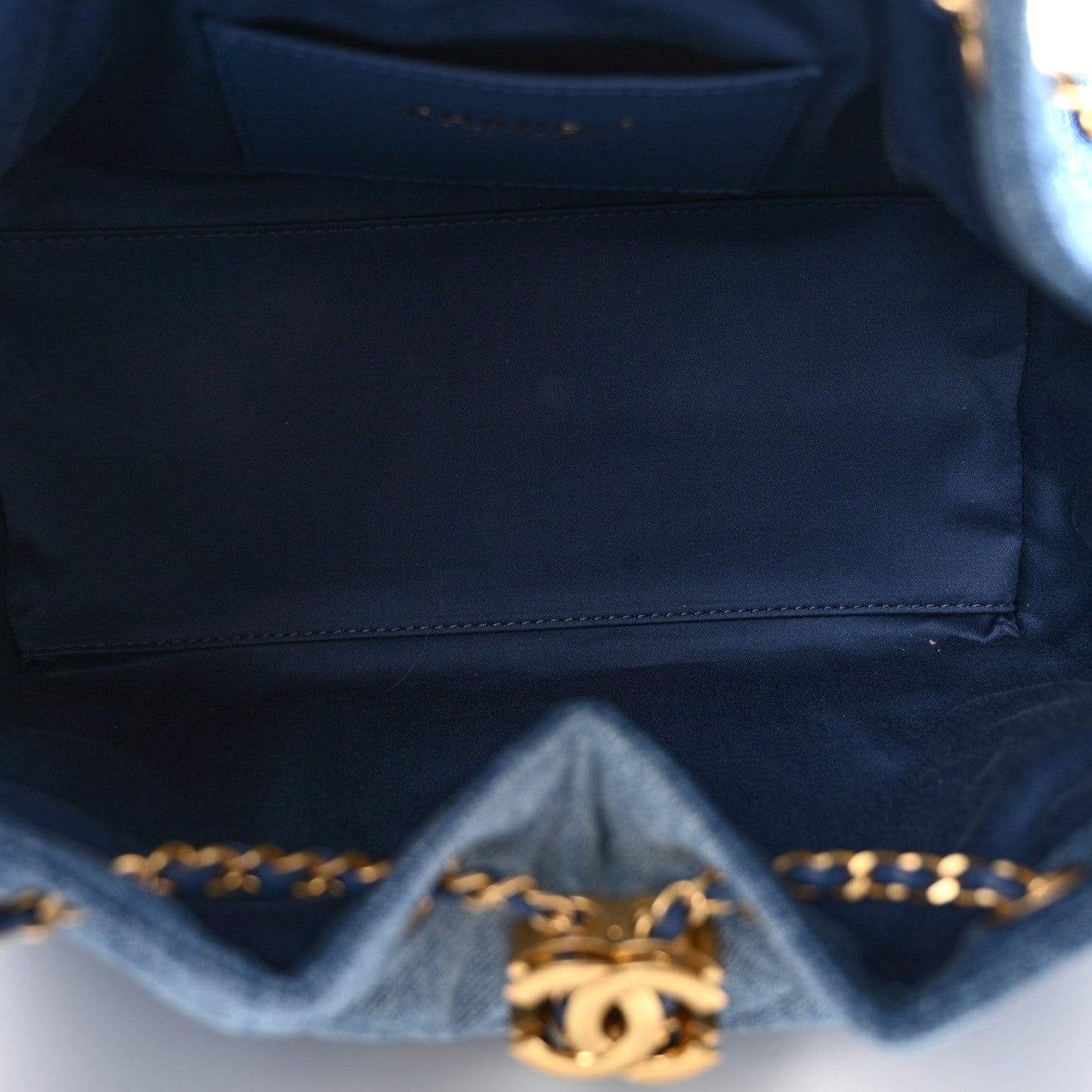 Washed Denim Quilted Small Chanel 25 Handbag Blue