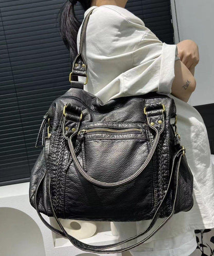 European And American Style Black Large Capacity Sheepskin Shoulder Bag