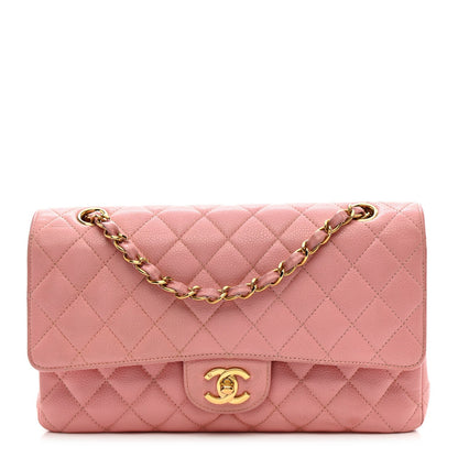 Caviar Quilted Medium Double Flap Pink
