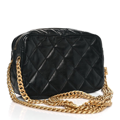 Lambskin Quilted Mini Pillow Crush Camera Case Black