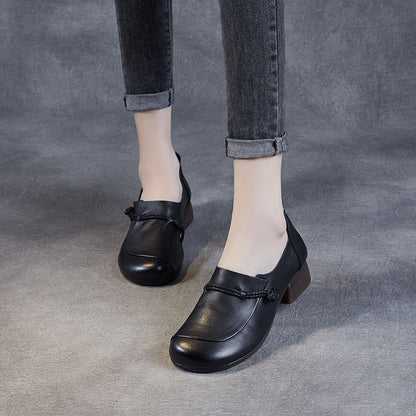 Plus Size Spring Summer Retro Leather Wedge Casual Shoes