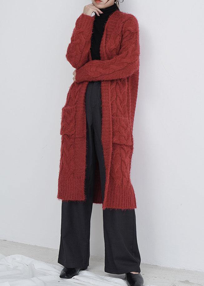 For  burgundy oversize fall pockets knit sweat tops