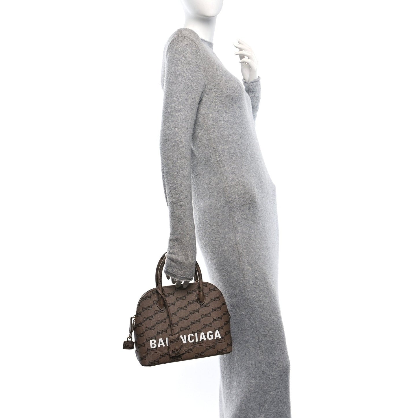 Coated Canvas BB Monogram S Ville Top Handle Bag Beige Brown