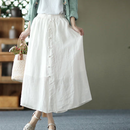 Cozy Linen Retro A-Line Casual Skirt