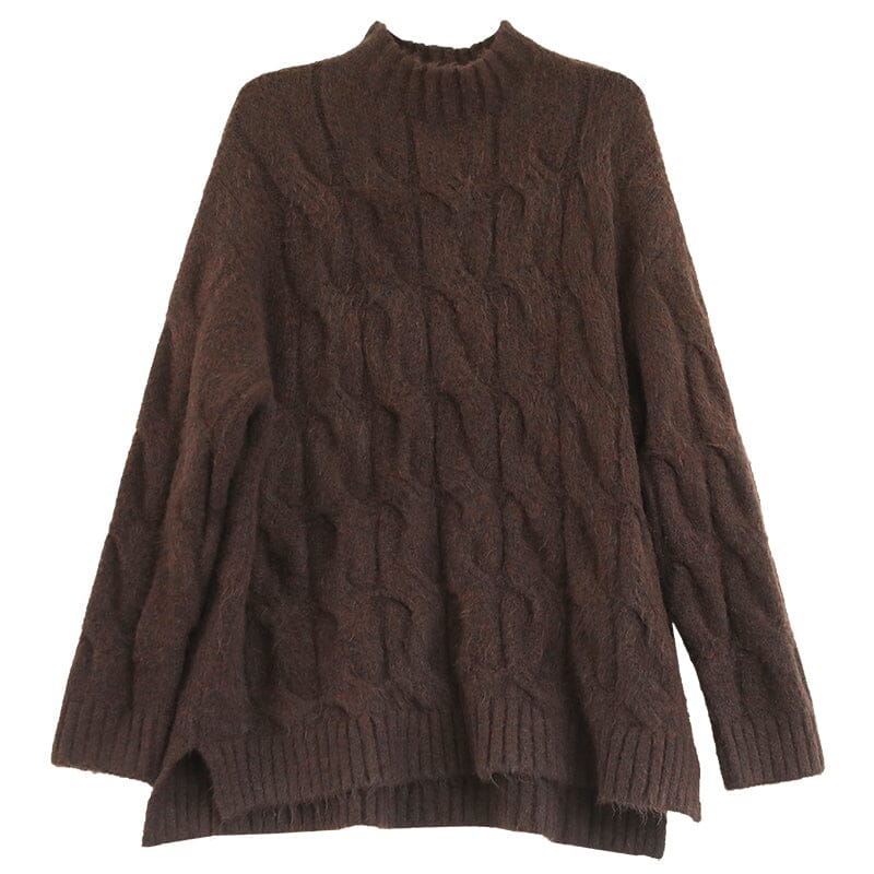Women Autumn Winter Solid Loose Knitted Sweater