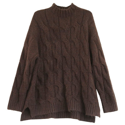 Women Autumn Winter Solid Loose Knitted Sweater
