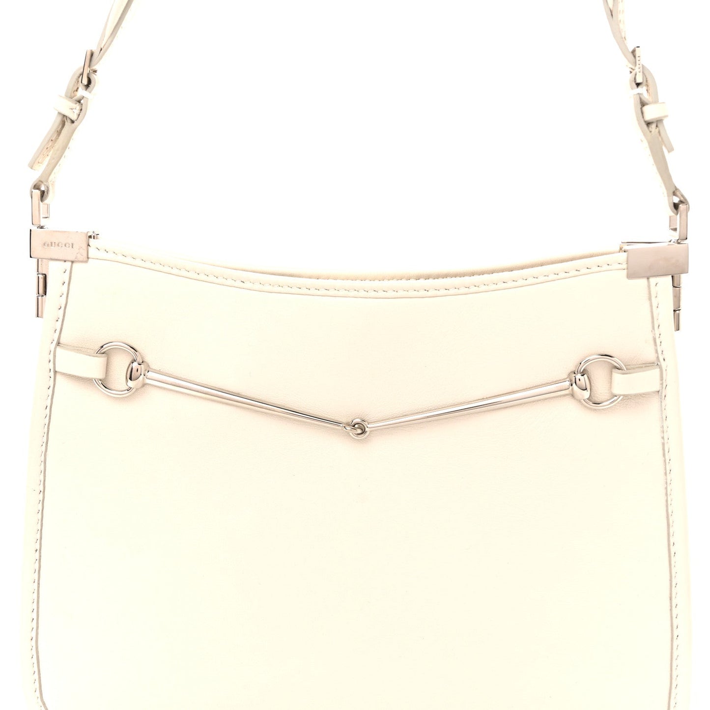 Calfskin Horsebit Slim Shoulder Bag White