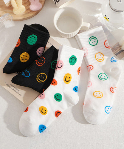 Spring Autumn Japanese Cute Smiling Face Mid Calf Socks