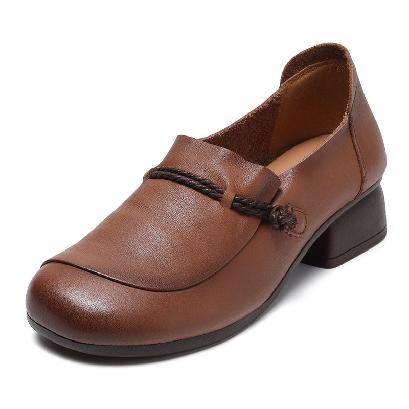 Plus Size Spring Summer Retro Leather Wedge Casual Shoes