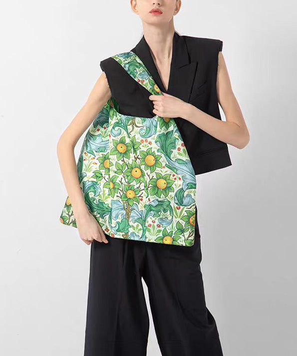 Fashion Green Print Portable Large Capacity Shoulder Bag