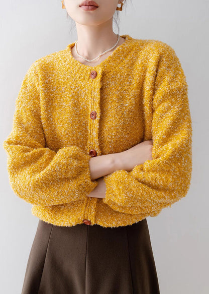 Casual Orange Oversized Warm Knit Cardigan Winter