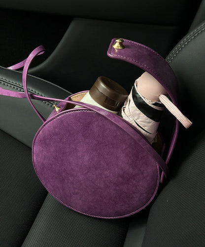 Women Purple Rotundity Solid Durable Leather CrossBody Bag
