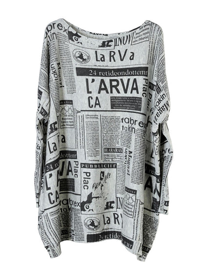 Plus Size - Women Autumn Loose Letter Printed Sweater