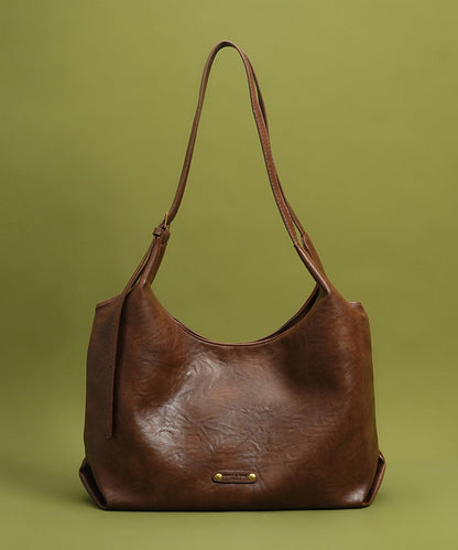 New Retro Large Capacity Solid Durable Faux Leather Women Handbags