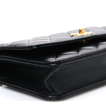 Lambskin Quilted CC Pearl Crush Wallet on Chain WOC Black