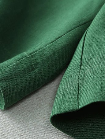 Solid Color Mid-waistline Casual Linen Wide Leg Shorts