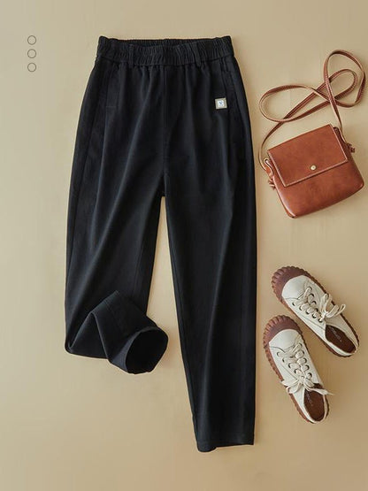 Ladies Casual Elastic High Waist Ninth Pants