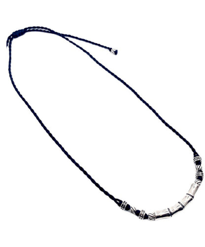 Chic Black Hand Woven Sterling Silver Choker