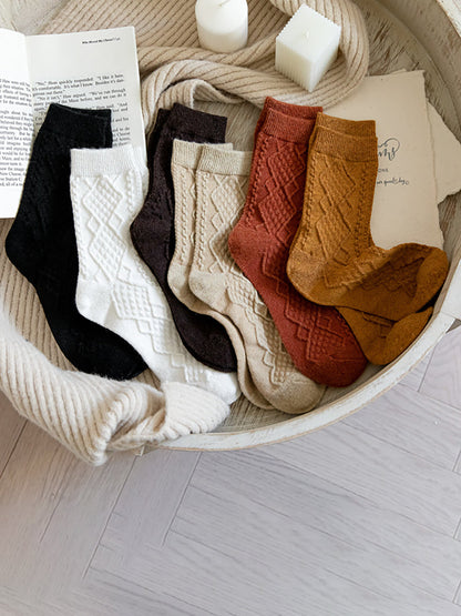 8 Pairs Wool Vintage Solid Women Socks