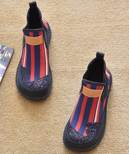 Red Denim Fabric 2025 New Splicing Ankle Boots