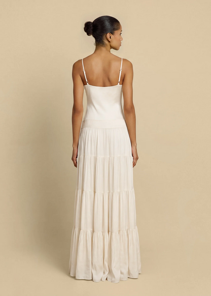 Satin Cami Tiered Ruffle Maxi Dress