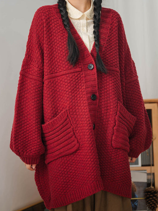 Women Vintage Knitted Sweater Coat