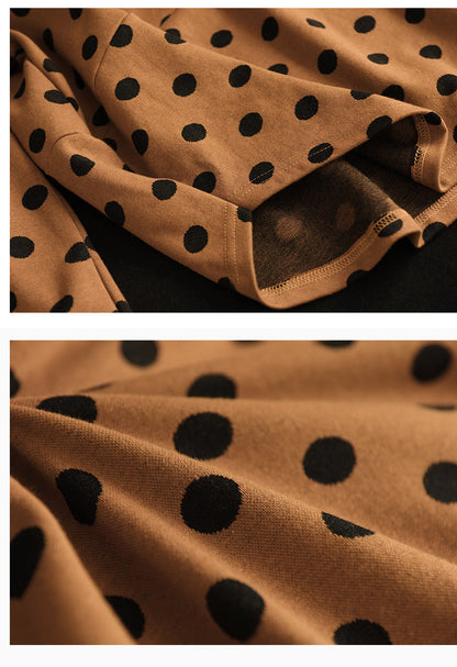 Vintage Polka-Dot Print Top-Paneled Cotton T-Shirt