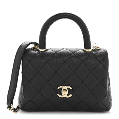 Caviar Quilted Extra Mini Coco Handle Flap Black