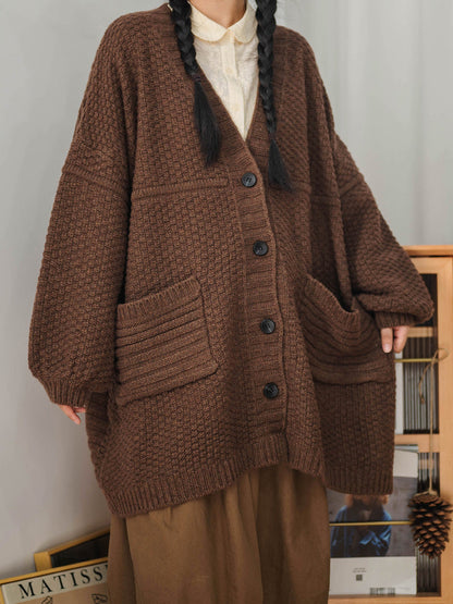 Women Vintage Knitted Sweater Coat