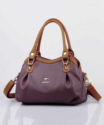 2025 New Black Red Solid Durable Versatile Calf Leather Tote Bag