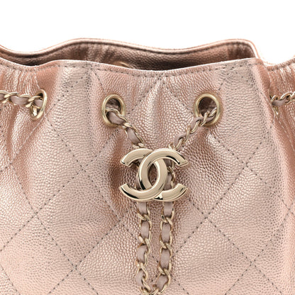 Metallic Caviar Quilted Mini Chanel 25 Handbag Copper