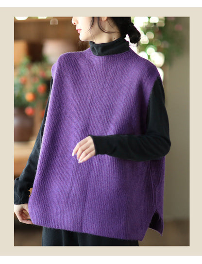 Temperament Loose Sleeveless Pullover Vest Literary Solid Color Vest