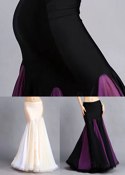 Black Patchwork Sexy Fish Tail Skirts Exra Large Hem Spring
