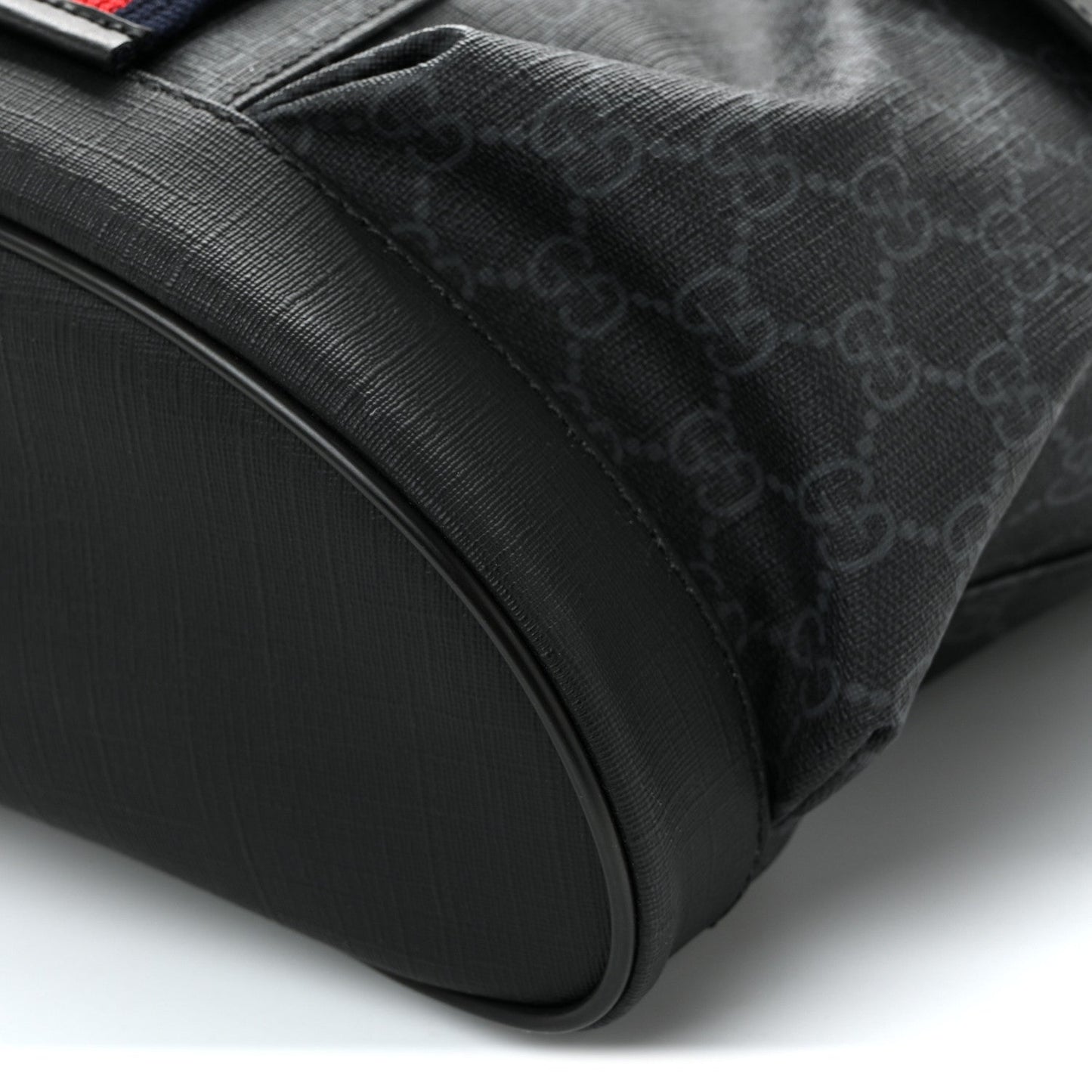 Soft GG Supreme Monogram Calfskin Web Double Buckle Backpack Black