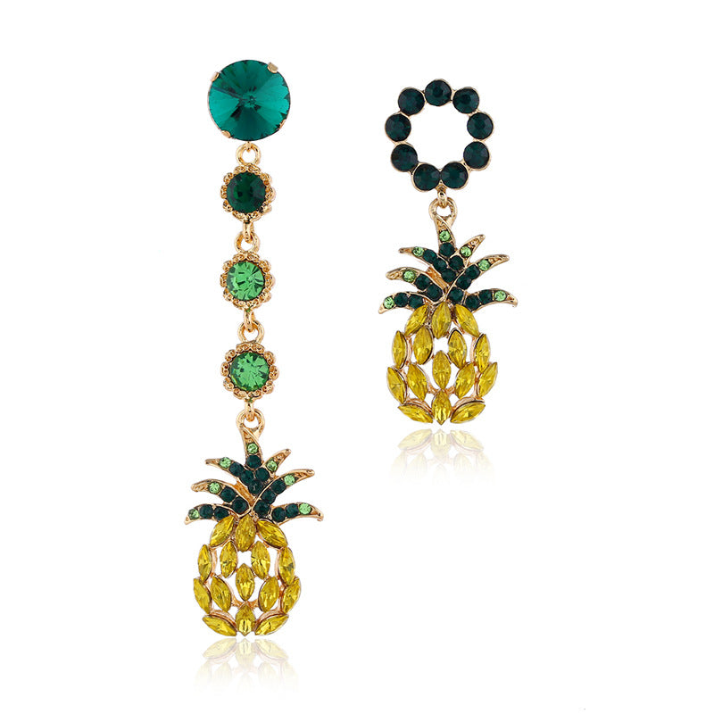 Fashion Statement Pineapple Asymmetric Earrings
