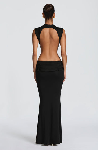Sexy Front & Back Cutout Ruched Mermaid Maxi Dress