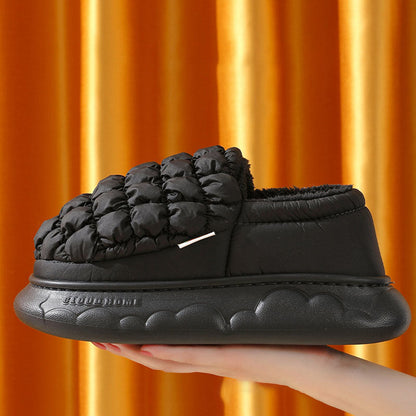 Winter Women Grid Household Warm Cotton Shoes